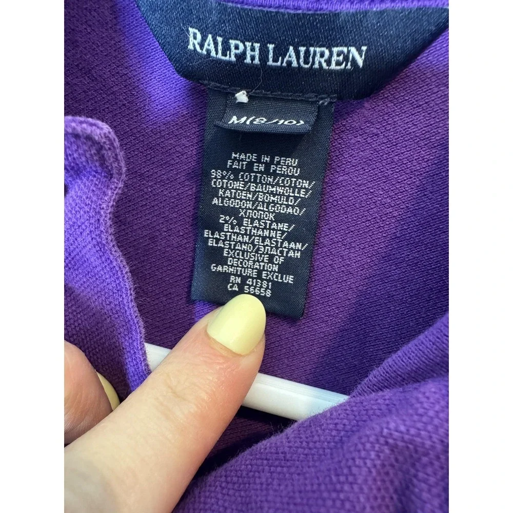 Ralph Lauren Dress Girls 8-10 Purple Short Sleeve Polo Shirt Knit Casual Stretch